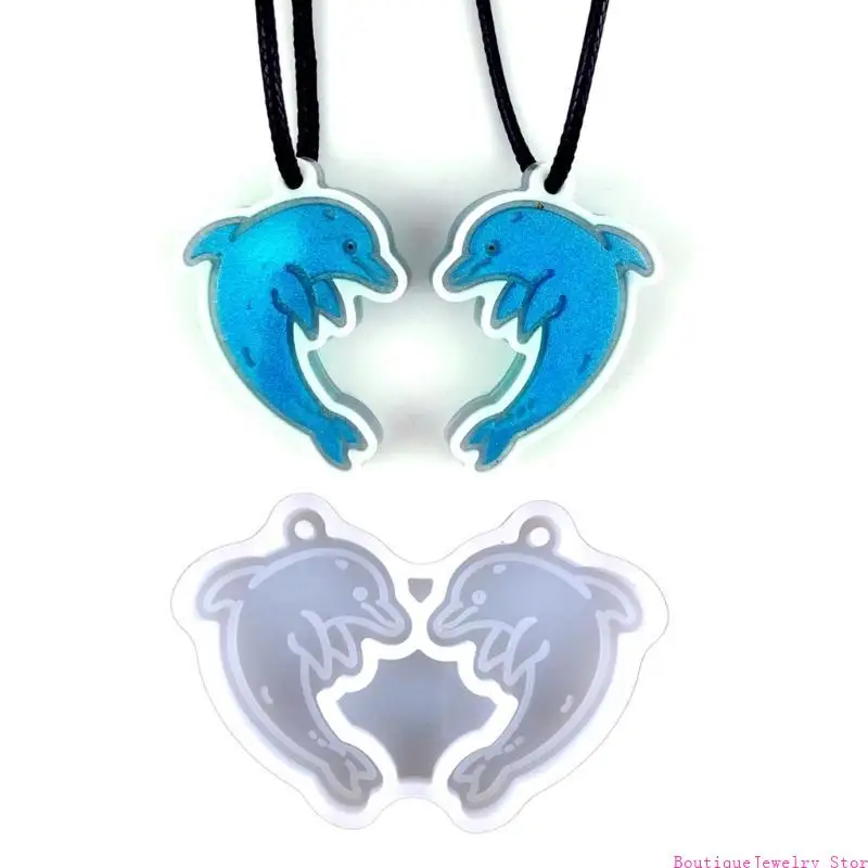 

E1PE Dolphin Silicone Resin Mould Resin Pendant Jewellery Mold for DIY Craft Making