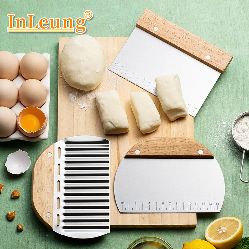 Stainless Steel Pasty Cutters Dough Cake Scraper With Scale Pastry Baking Noodle Cake Cooking Dough Scraper Baking Accessories