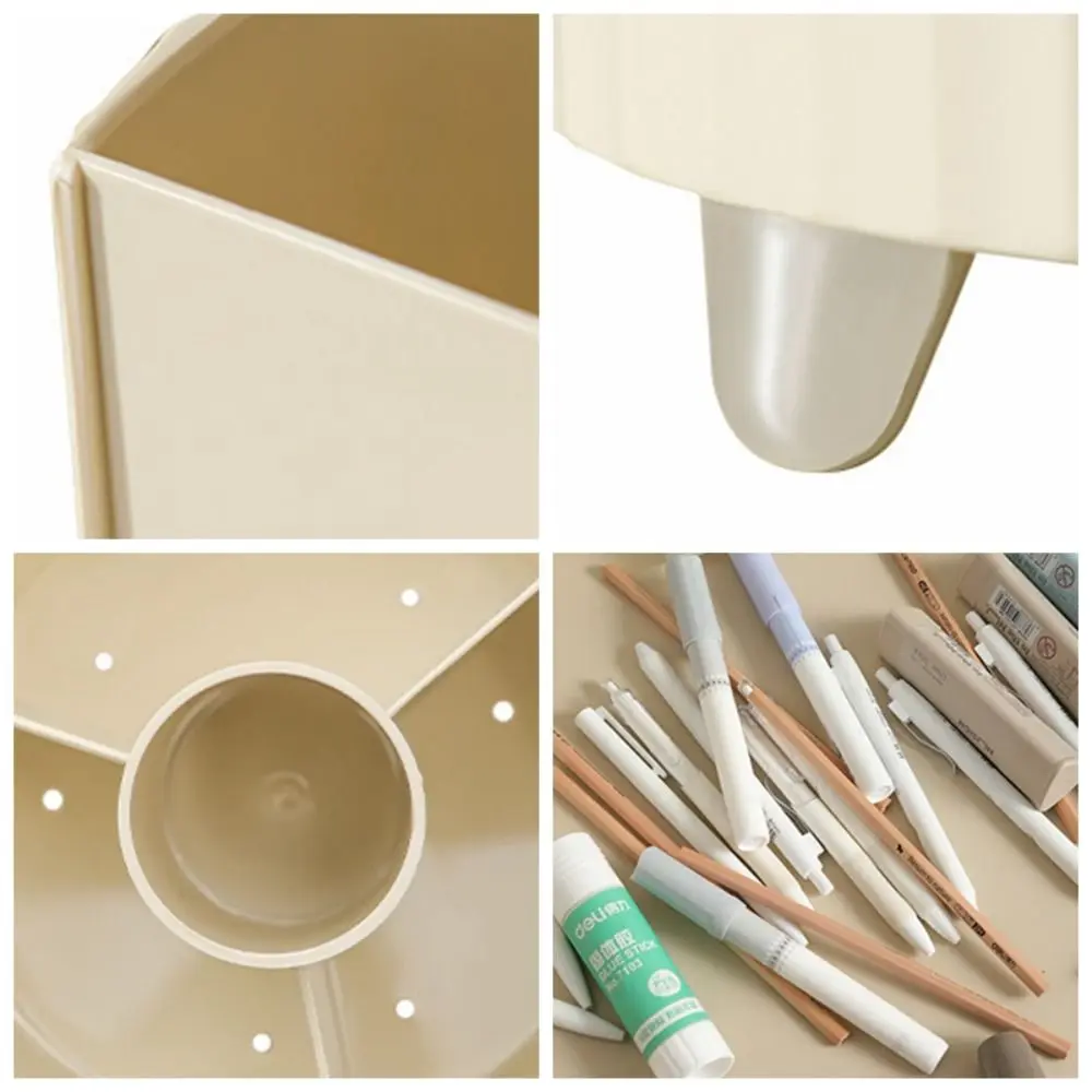 360°Rotating Pen Storage Box Simple Tabletop Storage Makeup Brushes Holder Multi-function Home Office Stationery Organizer Shelf