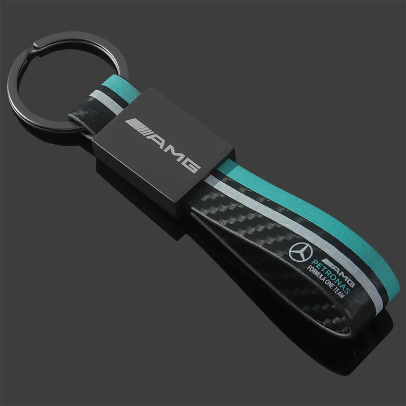 Car Emblem Leather Key Fobs Keyring racing Keychain For Mercedes Benz AMG W203 W206 W220 W205 W211 W212 W201 W210 W108 W168