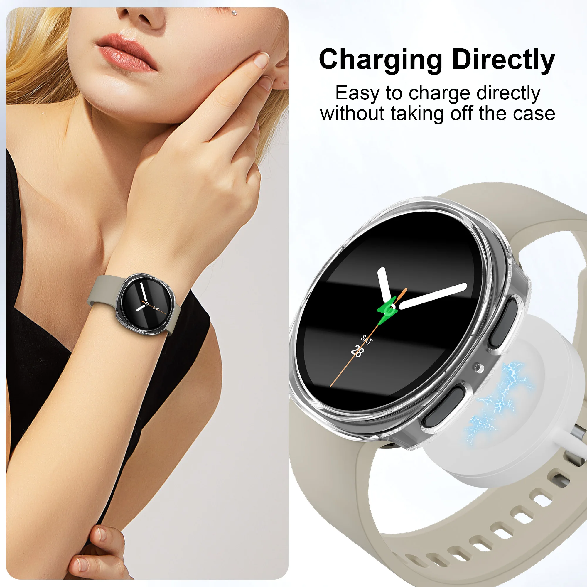 Tempered Glass+PC Case For Samsung Galaxy Watch 8 40mm Accessories Half shell Bumper Screen Protector Galaxy Watch 8 44mm Cover