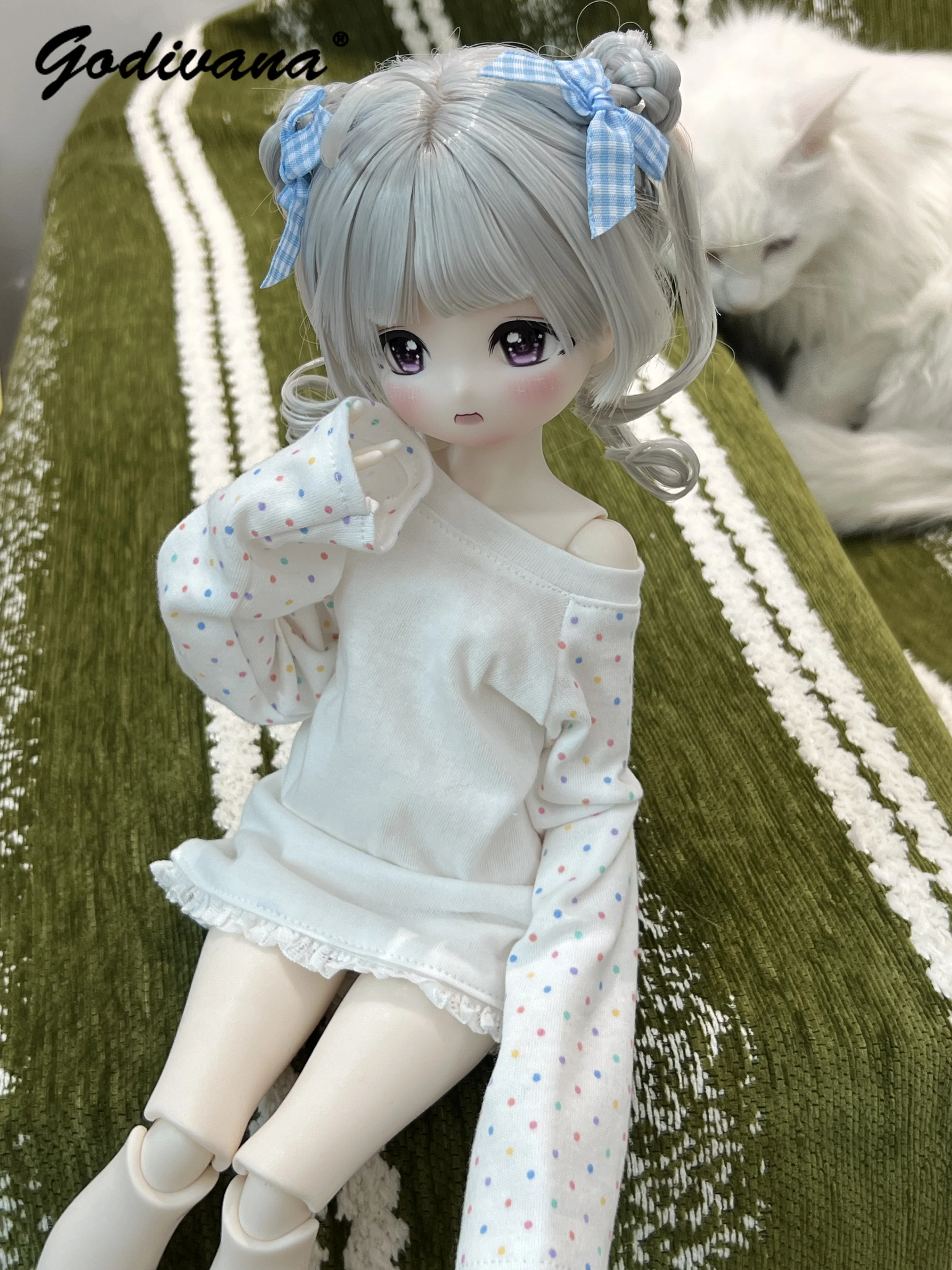 Cute Long Sleeve BJD Pajamas Casual Loungewear Doll Outfit, Clothes for 1/4 & 1/6 BJD Dolls, Only Clothes, Doll Not Included