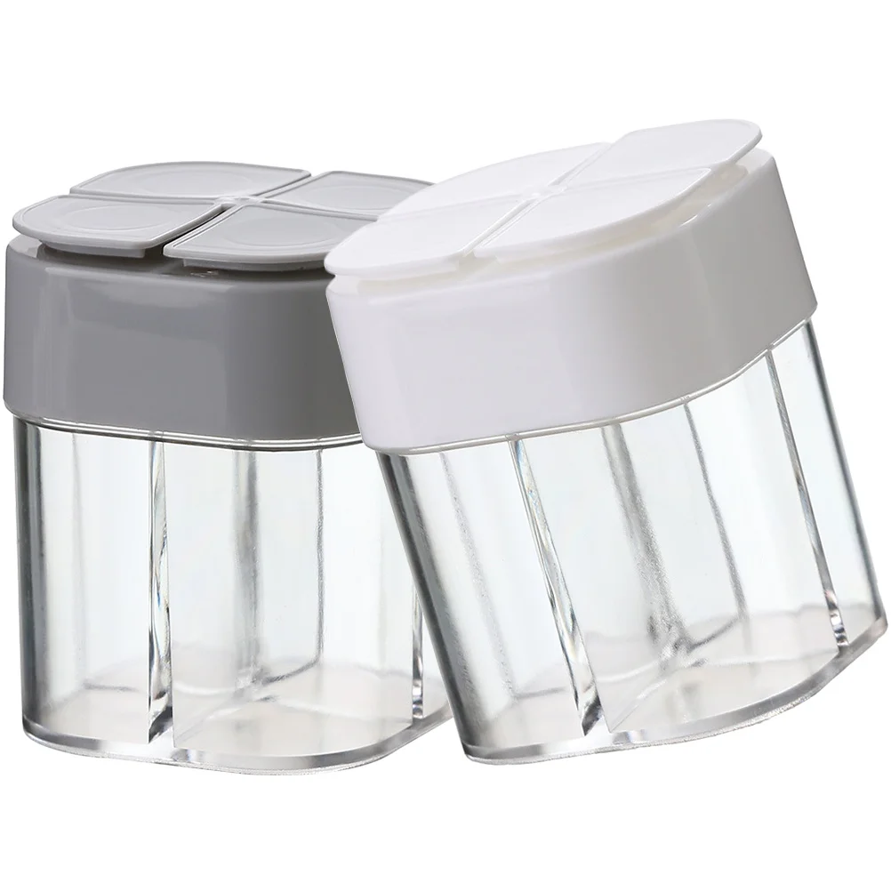 

2Pcs 4 Grids Spice Shaker Empty Condiment Dispenser Elegant Kitchen Seasoning Container Practical Travel Camping Bbq Cooking