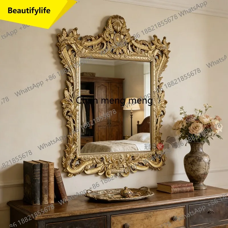 

a50 French retro carved makeup mirror wall hanging bathroom baroque makeup mirror European style