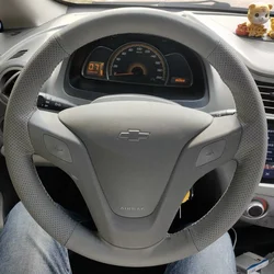 For Chevrolet Sail Hand-sewn Covered Leather Steering Wheel Cover Auto Interior Accessories Custom Car Steering Wheel Braid Cove