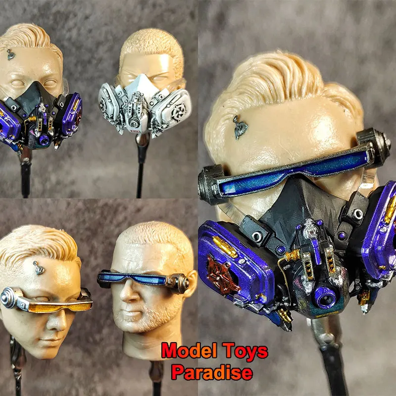 

1/6 Scale Soldier Trendy Wasteland Style Gas Mask Sci Fi VR Mini Glasses Model Accessories Fit 12Inch Action Figure Body