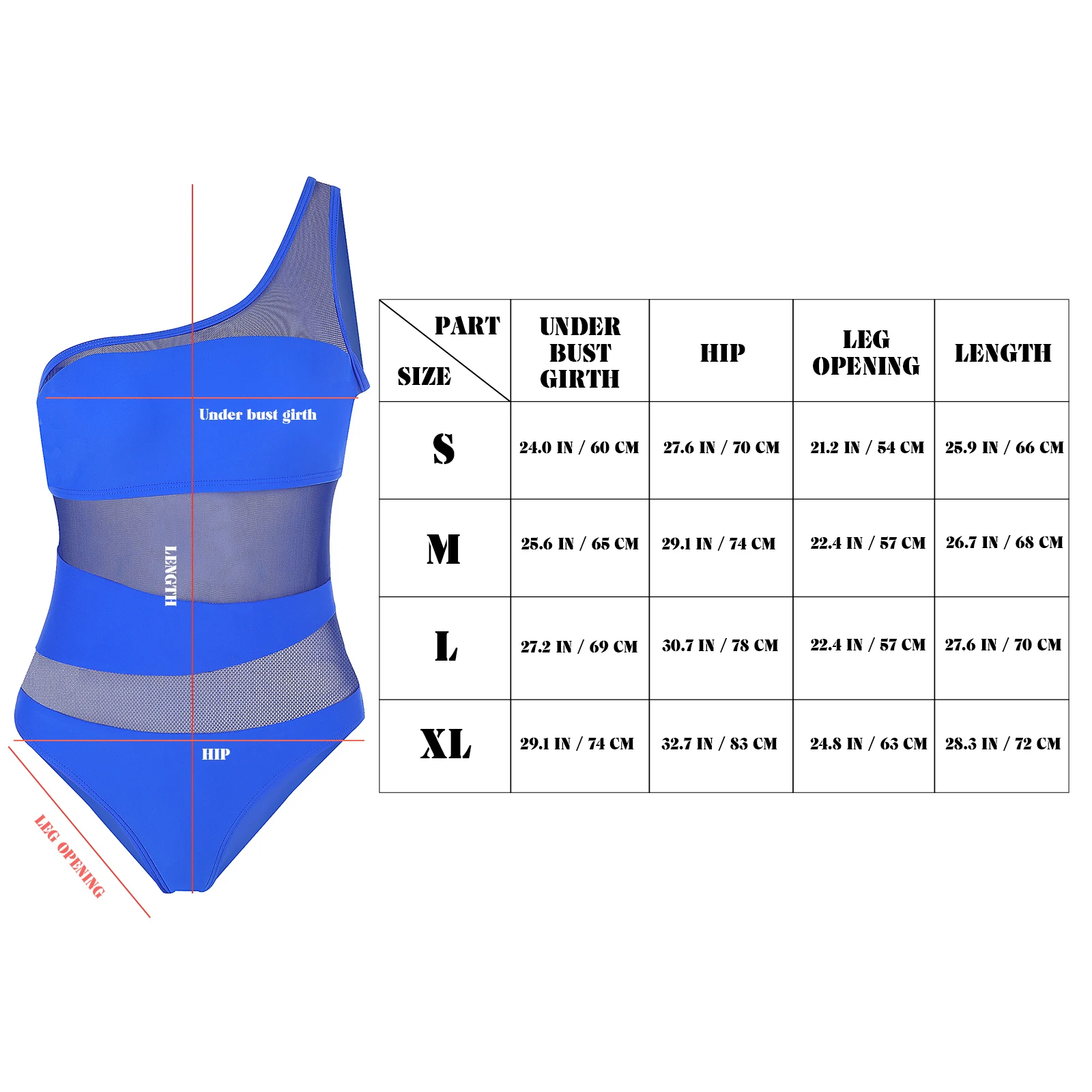 

One Piece Swimsuit Elastic Fiber Size See Through Women One Shoulder Fashionable Swimwear Mesh Splicing Comfortable Fabric
