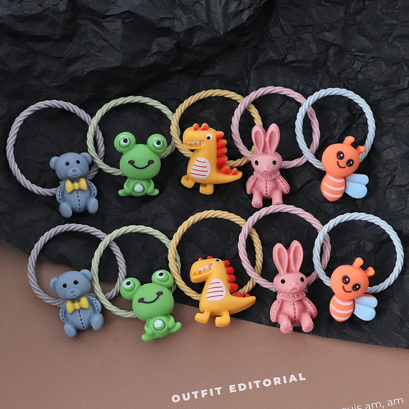 New 10PCS/Set Cute Cartoon Elastic Rubber Band Hair bands Girls Bow Flower Headbands Hair Accessories Kids Sweet Headwear Gift