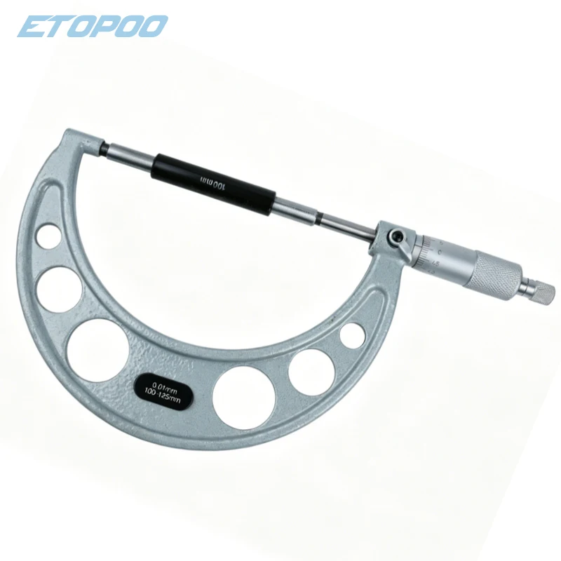 ETOPOO For Industrial Use 100-125mm/125-150mm 0.01mm Ultra-Precision Outside Micrometer with Carbide Tips Ratchet Stop