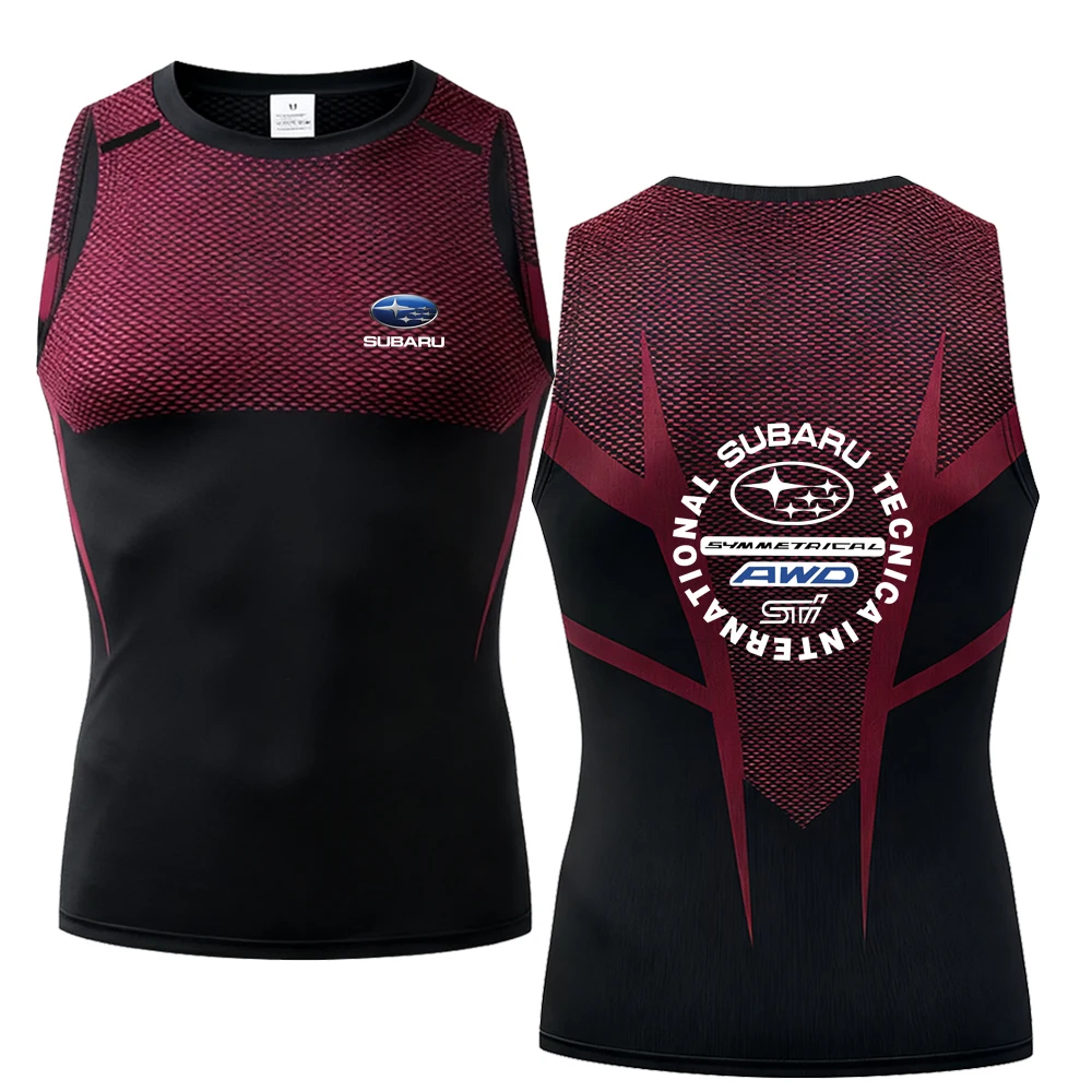 

SUBARU racing men's running compression sleeveless T-shirt, sleeveless sports vest, gym sports T-shirt, men's running sportswear