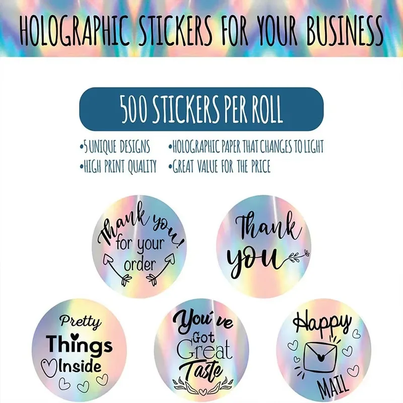 100-500PCS New Thank You Stickers for Business Merci Packaging Stickers Pack Small Rolling Stickers Roll Home Made Lables