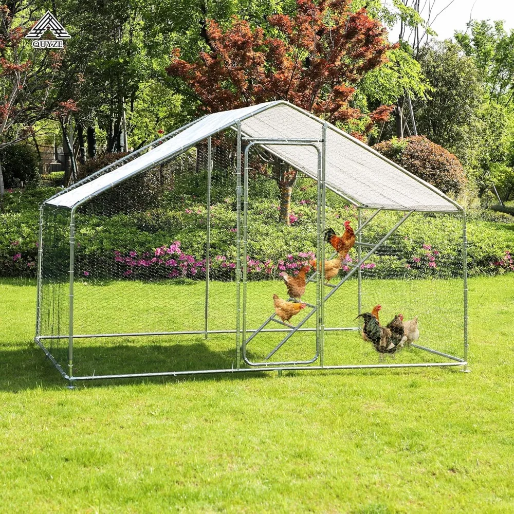 

Большой металлический курятник, прогулка для курицы на 10. курицу с водонепроницаемой и защитой от ультрафиолета, прочная крыша со шпилем