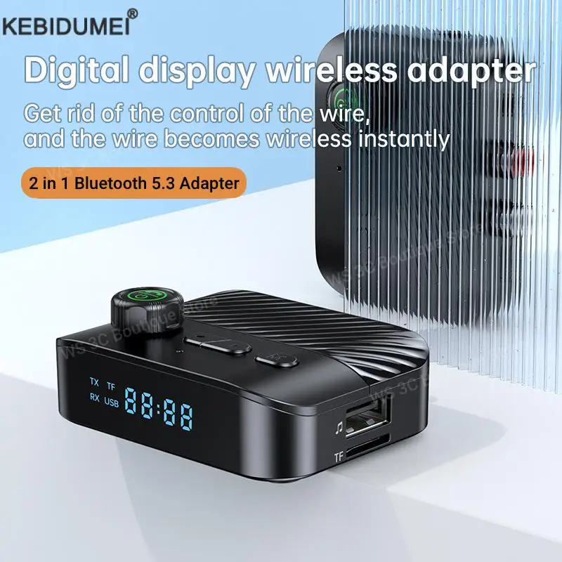 Bluetooth 5.3 Receiver Transmitter 3.5MM AUX Jack RCA Wireless Audio Adapter Support TF Card U Disk Handsfree Call For TV Car