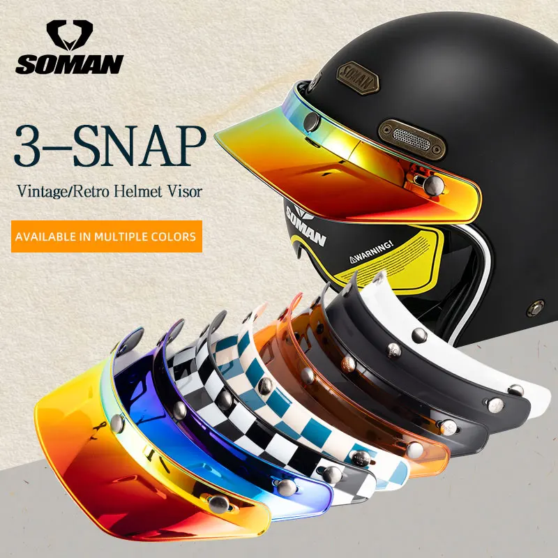 

Motorcycle Face Shield Visor Retro Shield Vintage Helmet Brim Vintage Style Helmets Accessories For Motorcycle Helmet 8 Colors