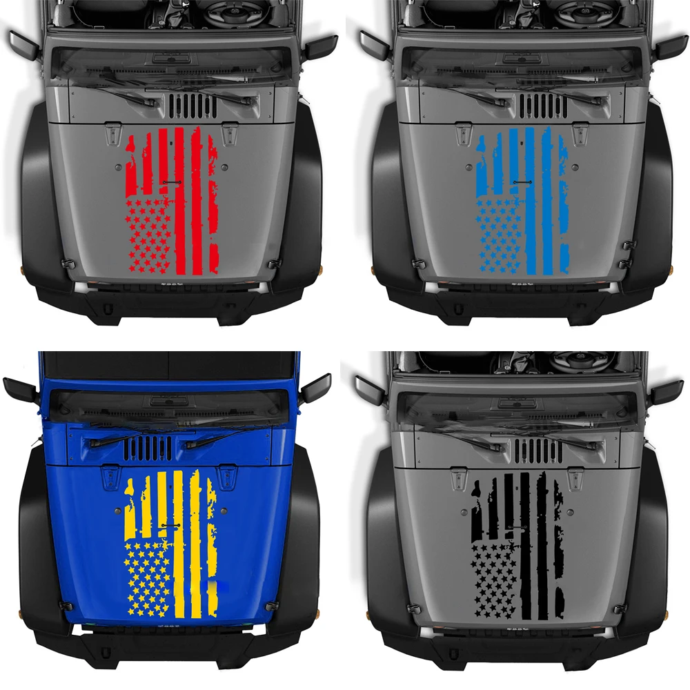 Bandeira EUA Tuning Acessórios Do Carro, Capuz Adesivo para Jeep Wrangler TJ LJ JK, Decalque Vinil, Caminhão, DIY, Impermeável, Novo