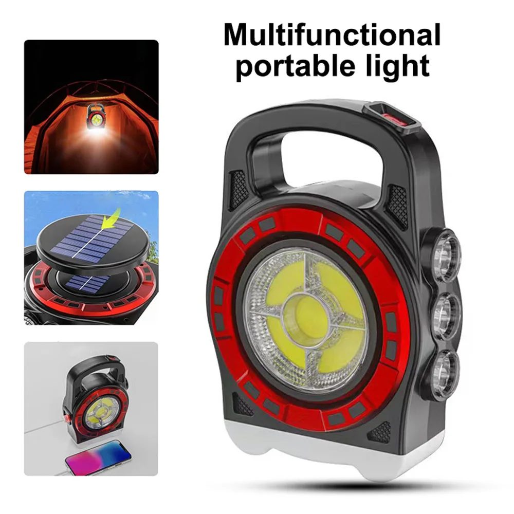 

Solar LED COB Camping Flashlight Portable Tent Lantern Outdoor Work Light Searchlight USB Charging Emergency Lamp Travel Light