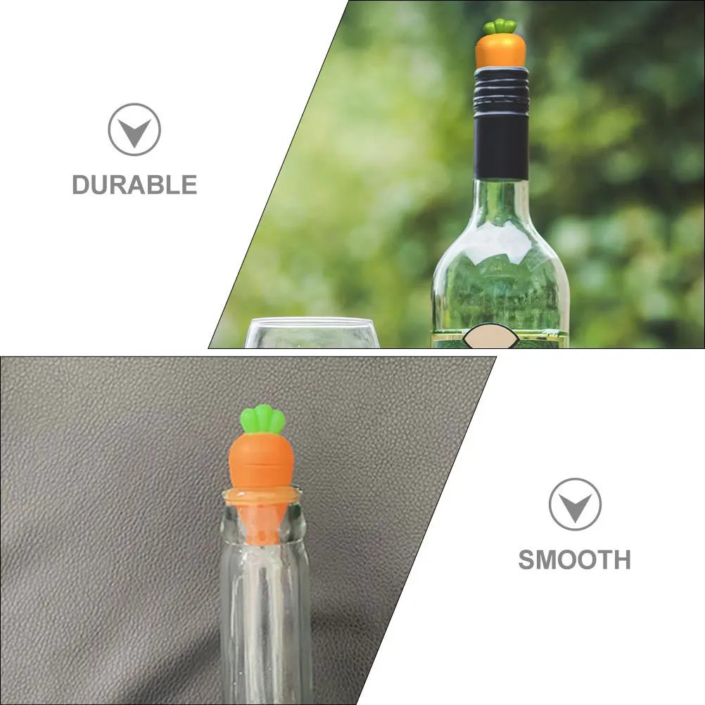 

2Pcs Silicone Bottle Stoppers Sparkling Carrot Shape Sealed Plugs for Whisky Wine Bottles Decorative Airtight Bottle Plugs