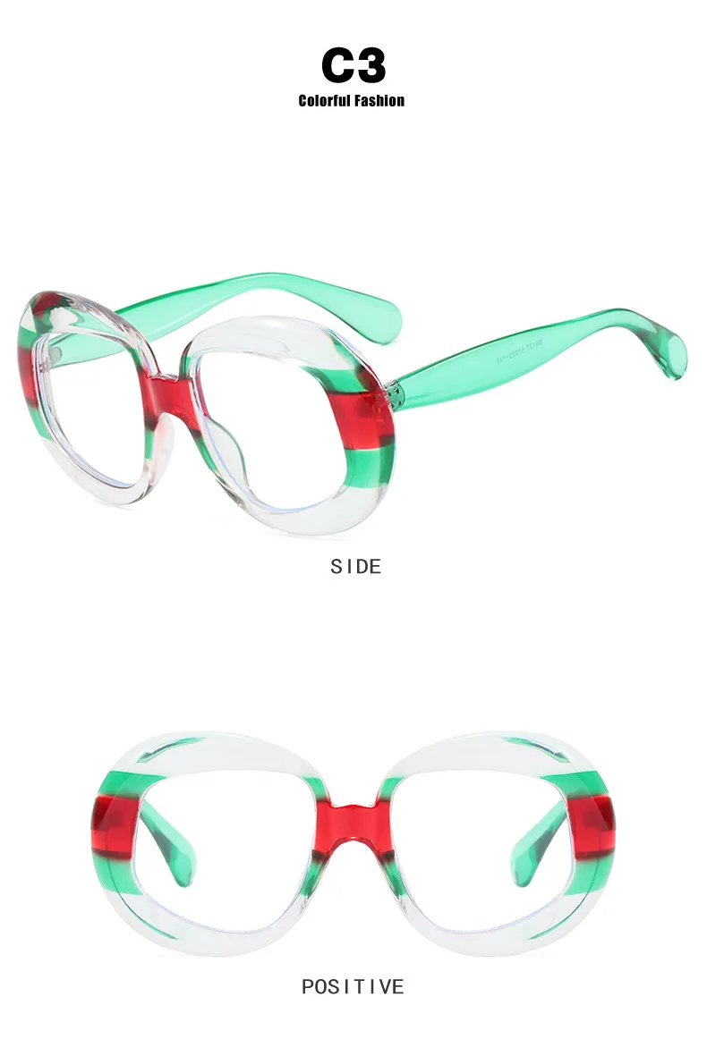 Luxus Marke Runde Brille Frauen Brillen Rahmen Hohe Qualität Übergroßen Rot Grün Rot Mode Brillen Rahmen Großen Rahmen Einzigartige – Detail 11