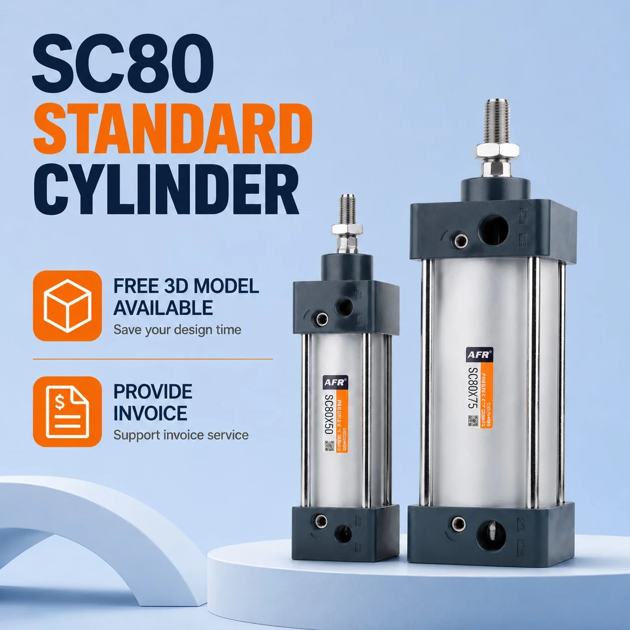 SC Standard Air Cylinder SC80mm Bore Small Pneumatic Cylinder Piston 25/50/75/100/150/200/250/300/350/400/450/500/700mm Stroke