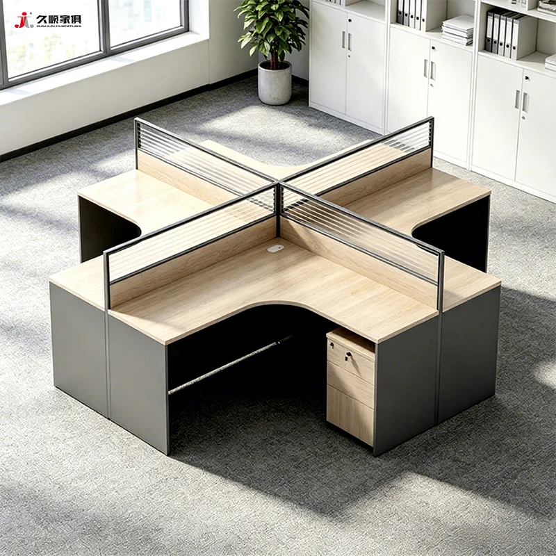 Office Desk,JIUSHUN Factory Price Premium Office Table Business Minimalist Staff Ergonomic Workstation Desk With Partition