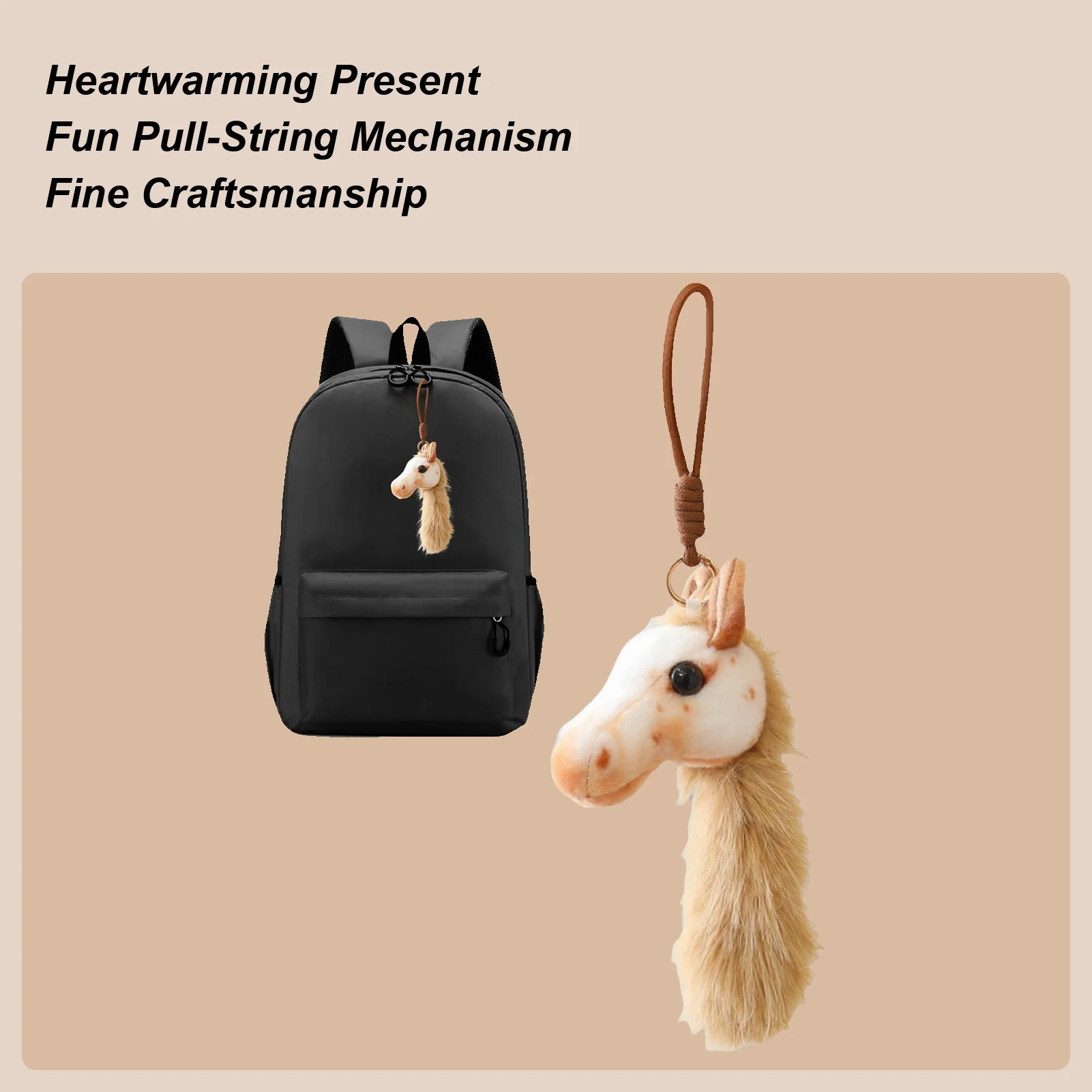 Horse Keychain Horse Head Key Ring Plush Keychain For Women Men Kids Purse Wallet Backpack Decoration Home School