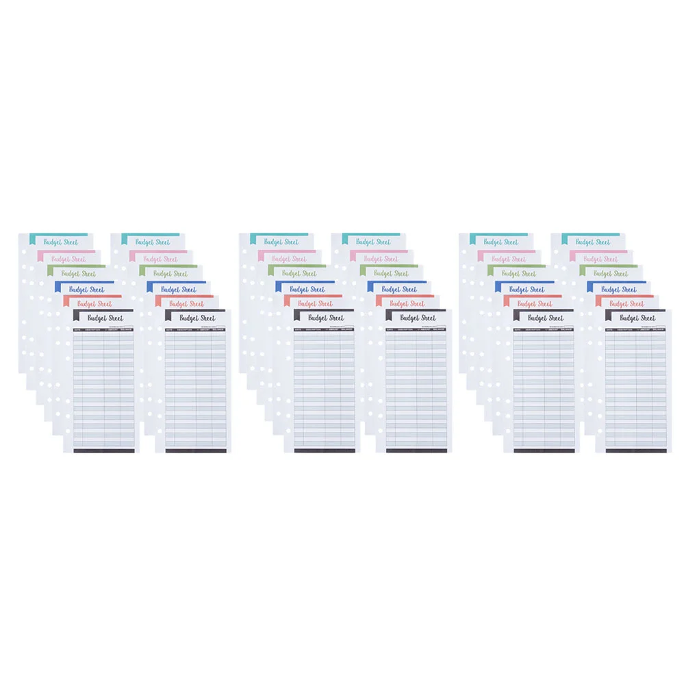 36 Pcs Household Budget Paper Consumption Cardboard Office Supplies Daily Planner Supply Dowling Cash Replacements