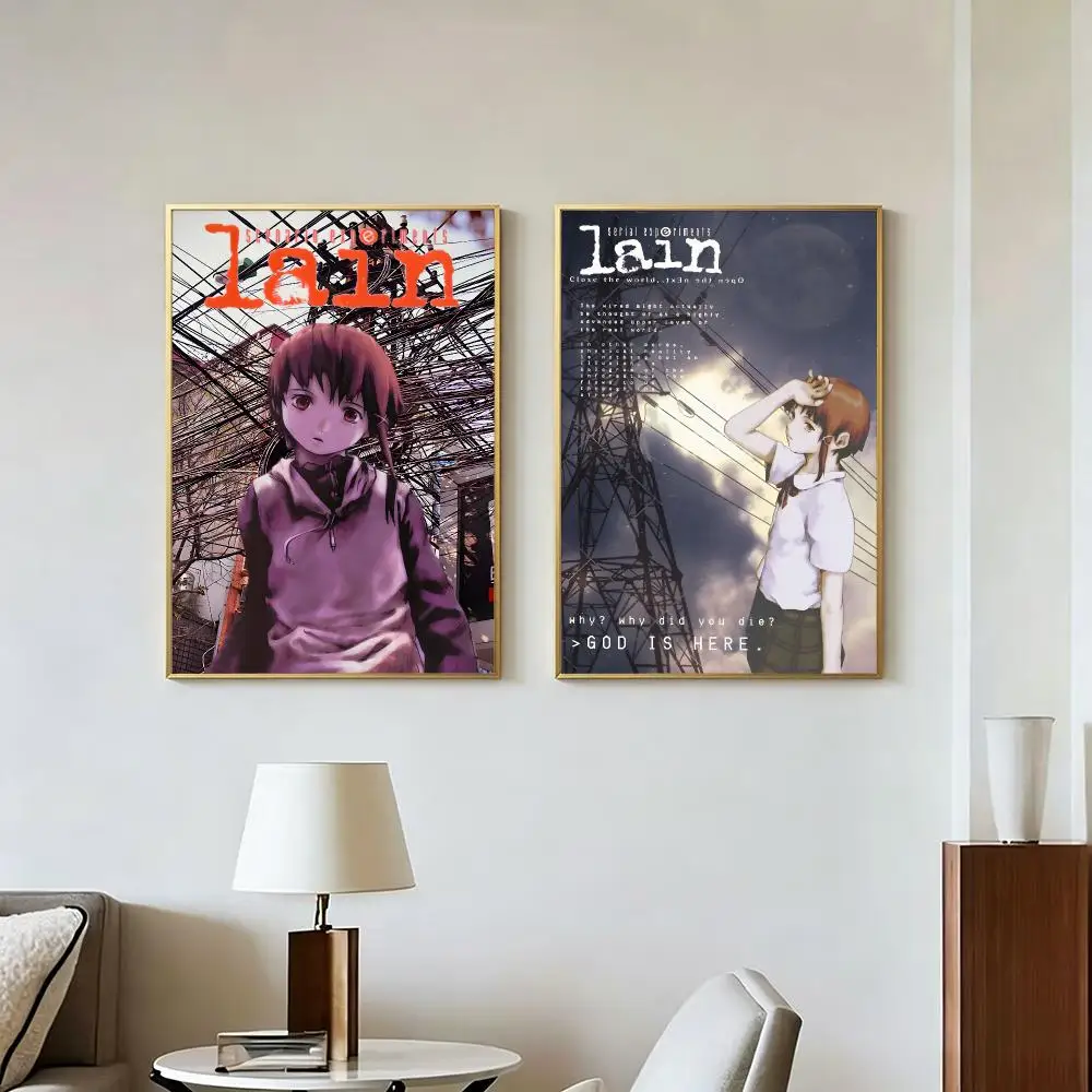 Anime S-Serial Experiments Lain Poster Peel And Stick Wall Art Self Adhesive PP Waterproof Wall Decor Living Room Bedroom Gift