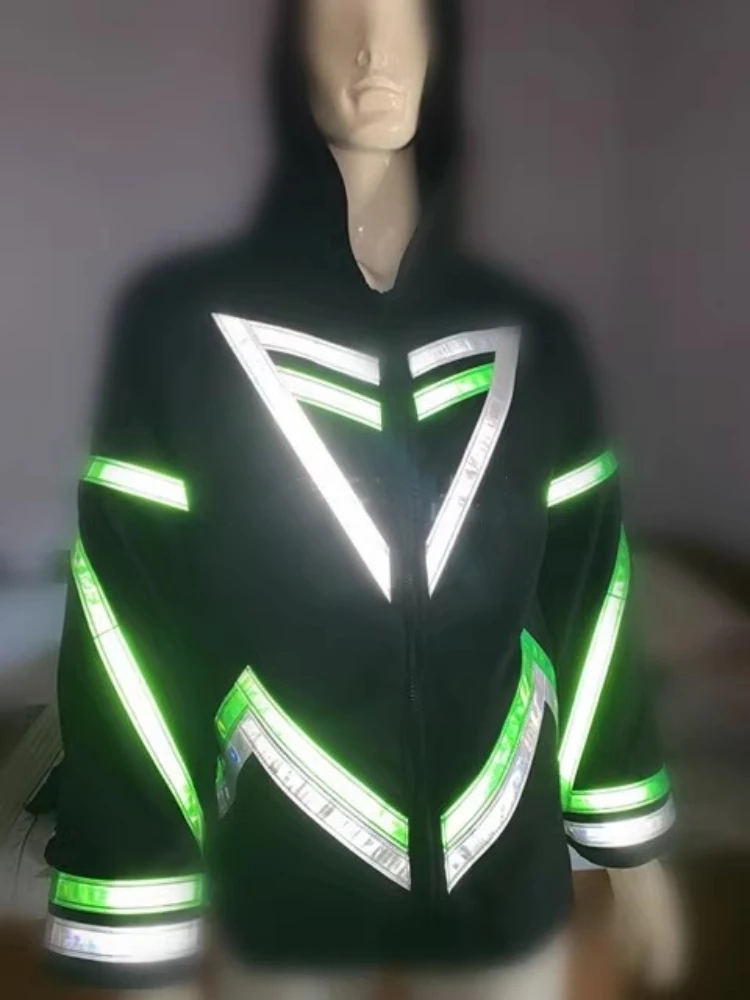 

Пальто для танцев Ghost Step, светоотражающая толстовка с капюшоном, светящаяся одежда, хип-горячая толстовка для танцев, светоотражающий топ для прогулок призраков, унисекс, новинка 2023 г.