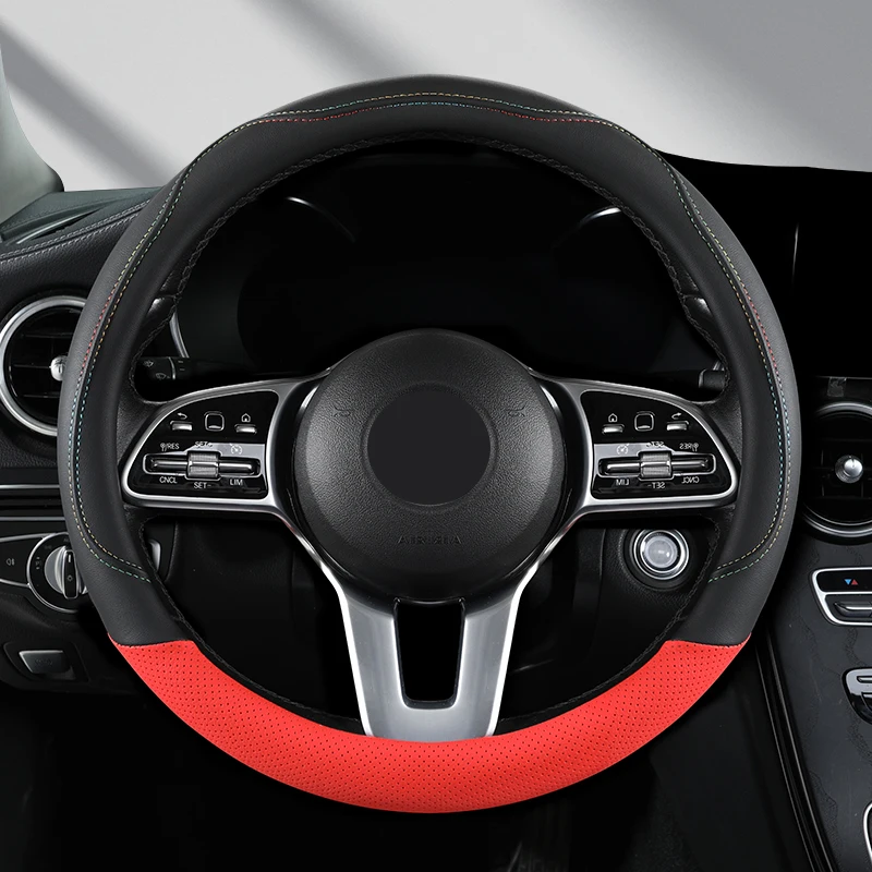 

Автомобильный кожаный чехол на руль, нескользящий, дышащий, универсальный, 15 дюймов (прибл. 38 см)