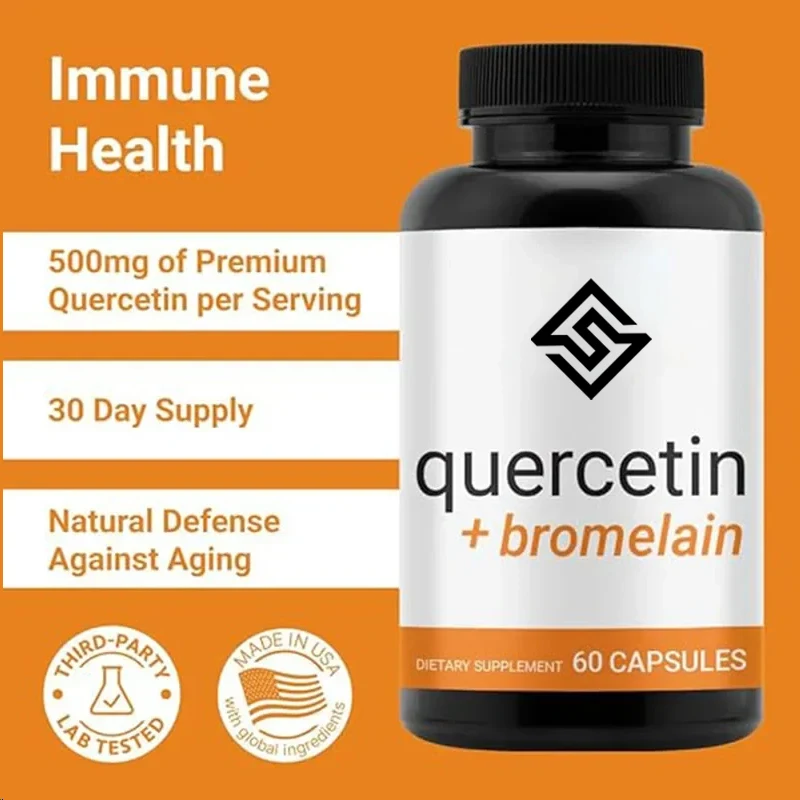 Quercetin 500mg - Quercetin Contains Bromelain - Strong Quercetin - High Quality Bromelain -60 Capsules