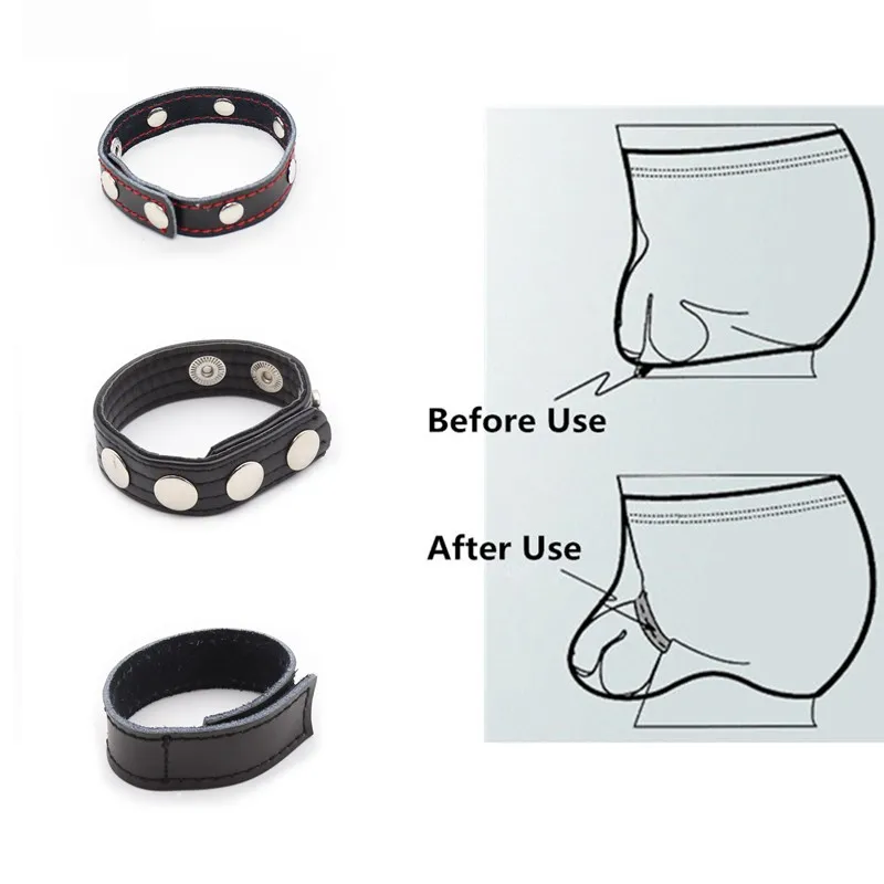 Male Delayed Ejaculation Cock Ring Fetish Leather Penis Attachment Penis Bondage Chastity Belts Penis Rings Sex Toys for Men Gay
