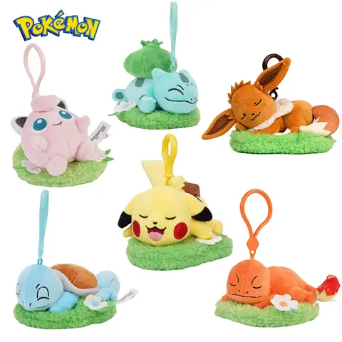 Pokemon Snorlax Pikachu Eevee Jigglypuff Bulbasaur Portachiavi Peluche Cartoon e Zaino carino Ciondolo Regalo per bambini