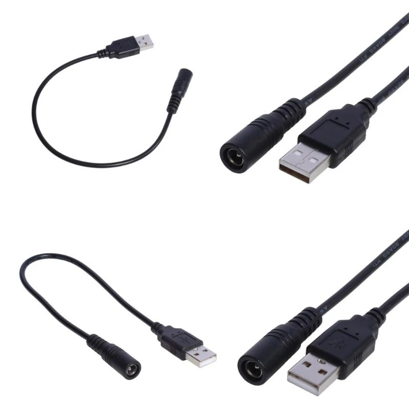 30 USB-auf-DC-5,5 x 2,1 mm 5-V-Stromkabel, Stecker auf Buchse, USB-Hosenstecker, Ladekabel für kleine Lüfter, Router – Detail 1