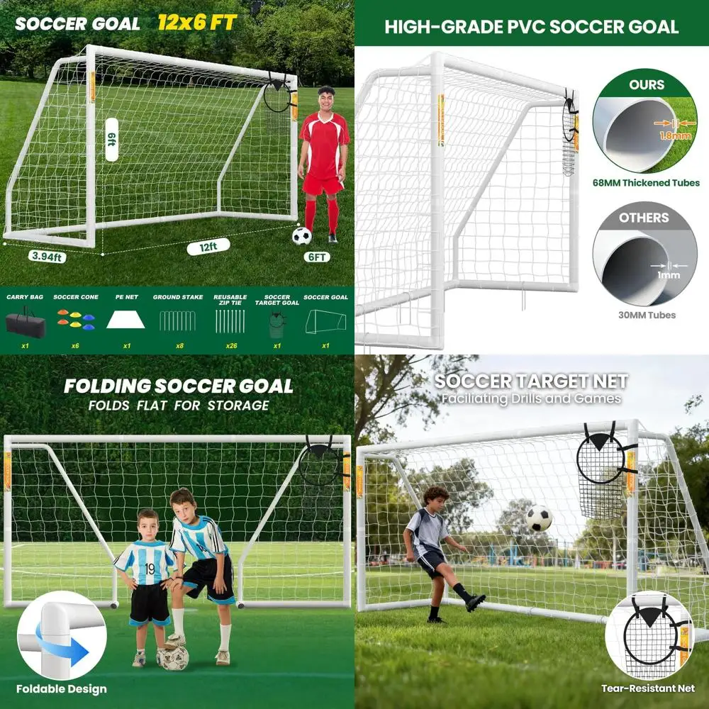 

Портативные футбольные ворота для двора, из погодостойкого ПВХ, подходят для взрослых и молодежи, идеально подходят для тренировок и занятий на открытом воздухе.