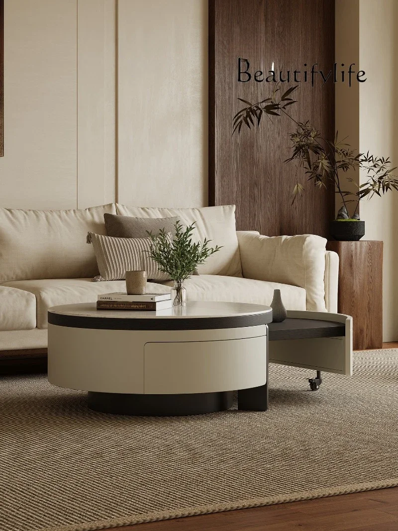 

New Microcrystalline Coffee Table Living Room Small Apartment Designer Creative Retractable round Coffee Table