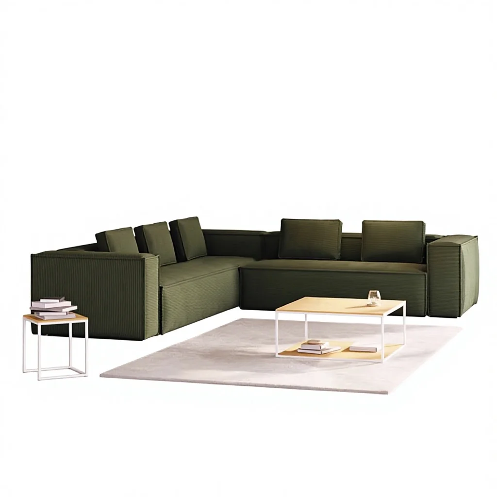 Corduroy Fabric High Density Sponge Removable Washable Cover &Compression Sofa Bed Tofu Block Vacuum Skeleton-Free One Seat