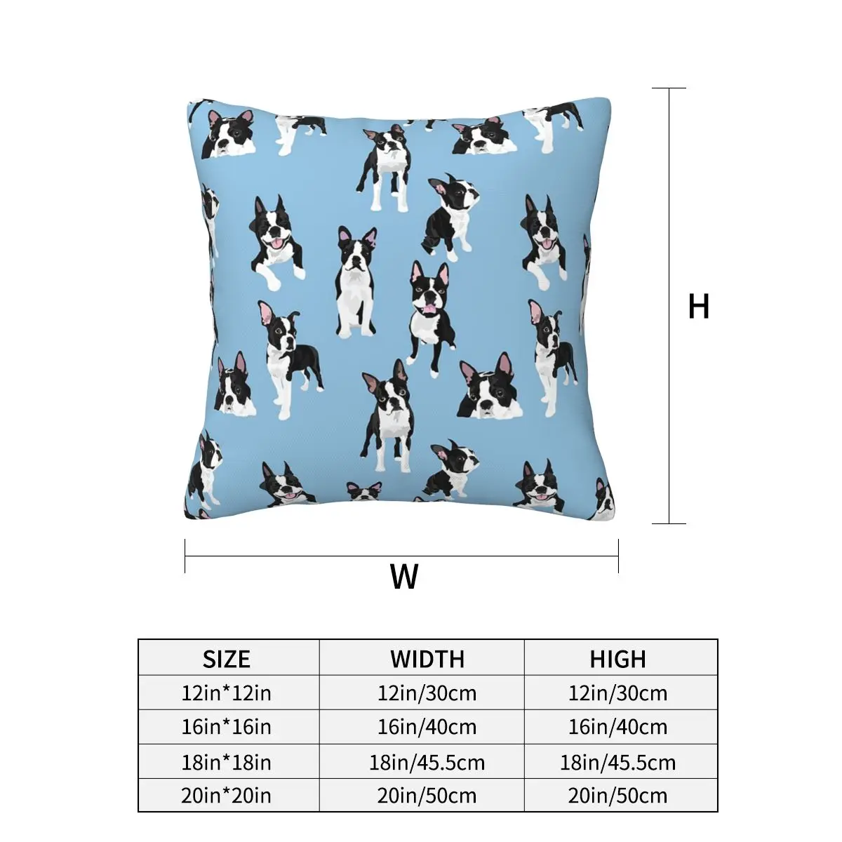 Boston Terrier Cute Dog Square Pillowcase Cushion Cover Pillow Case Throw Pillow Cover for Home Sofa Living Room