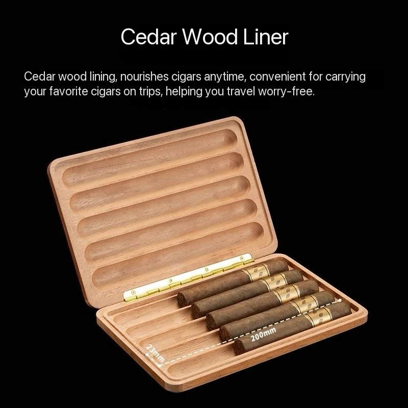 High End Lightweight Portable Cigar Box, Made Of Solid Wood Cedar, Can Be Carried With You When Going Out.