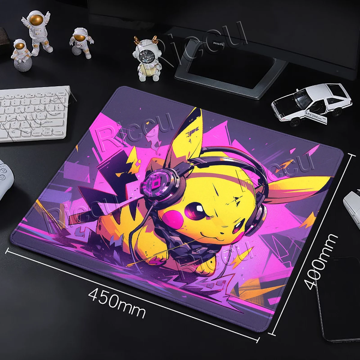 Mouse Pad Game Rubber Desk Mat Office Desk Accessories Pads P-Pokemon Pikachu PC Gaming Anti-slip Carpet Kawaii Locking Edge Pad