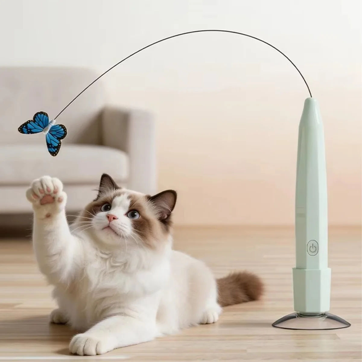 Automatic Butterfly Cat Toy USB Rechargeable Suction Cup Handheld Interactive Self Play Teaser for Indoor Kitten Exercise Play
