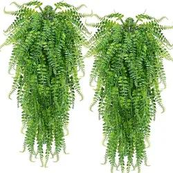2pcs 90cm Persian Fern Leaves Vines Home Room Decor Hanging Artificial Plant Plastic Leaf Grass Wedding Party Wall Balcony Decor