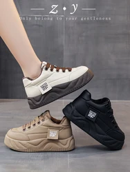 Shoes Woman 2024 Round Toe Clogs Platform Autumn Casual Female Sneakers Shallow Mouth New Creepers Small Fall Sports Winter PVC