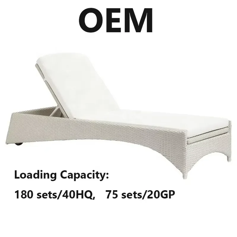 White Beach Sunbed Wicker Aluminum Rattan Outdoor Swimming Pool Lounges Sun Lounger Chairs