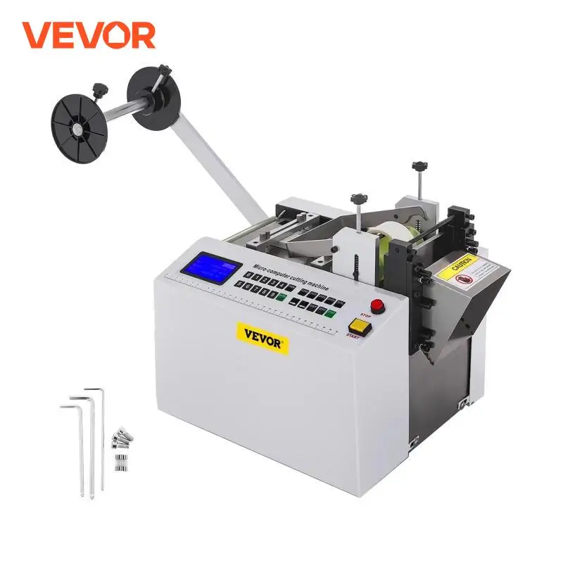 VEVOR YS-100 Auto Heat Shrink Tube Cutting Machine 350W Micro-Computer Control Cable Pipe Die Cutter PVC Tape Belt Cold Cutting