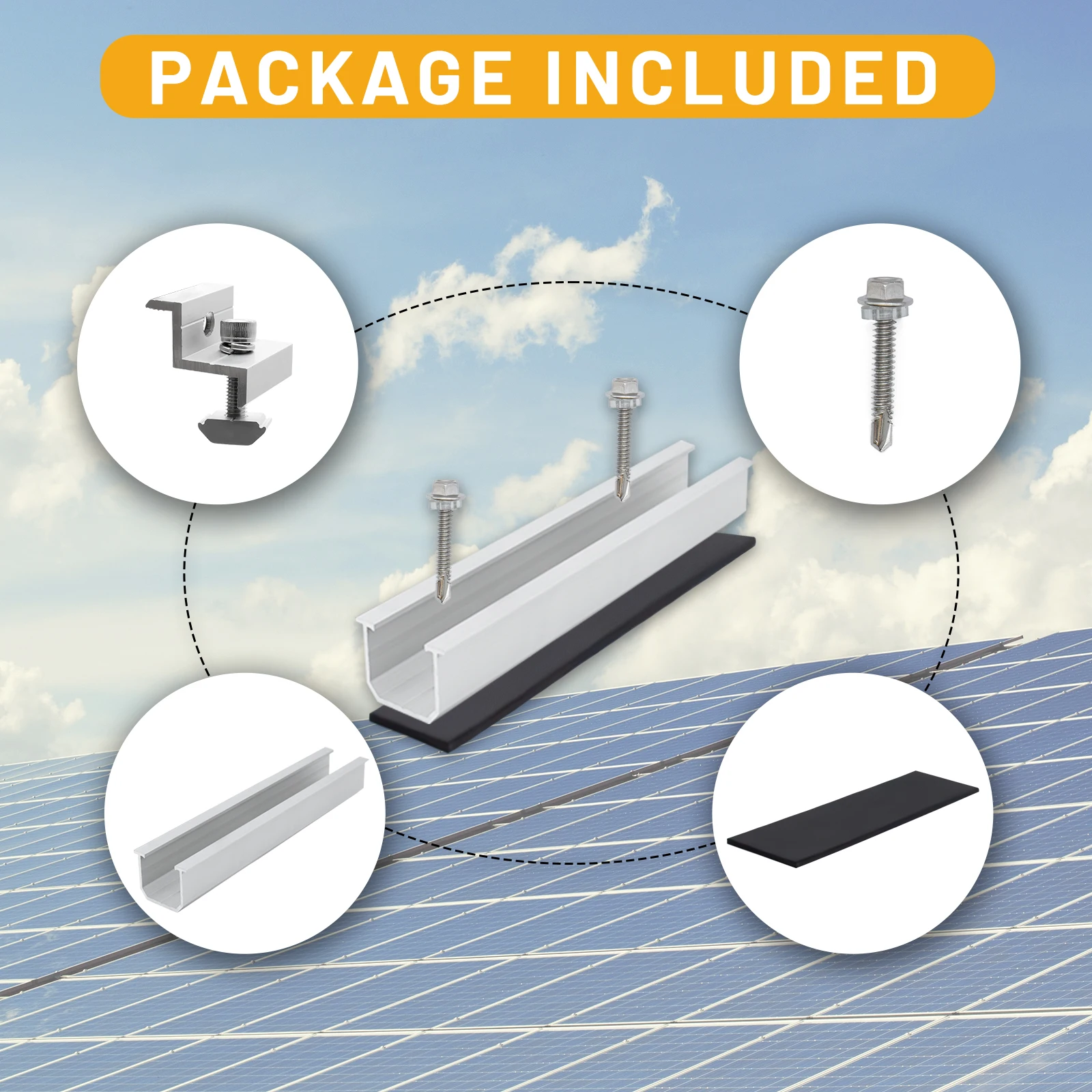 12 pcs Solar Panel Mounting Brackets Kit, Aluminum Clamp Roof Solar Panels Fixing Installation Bracket