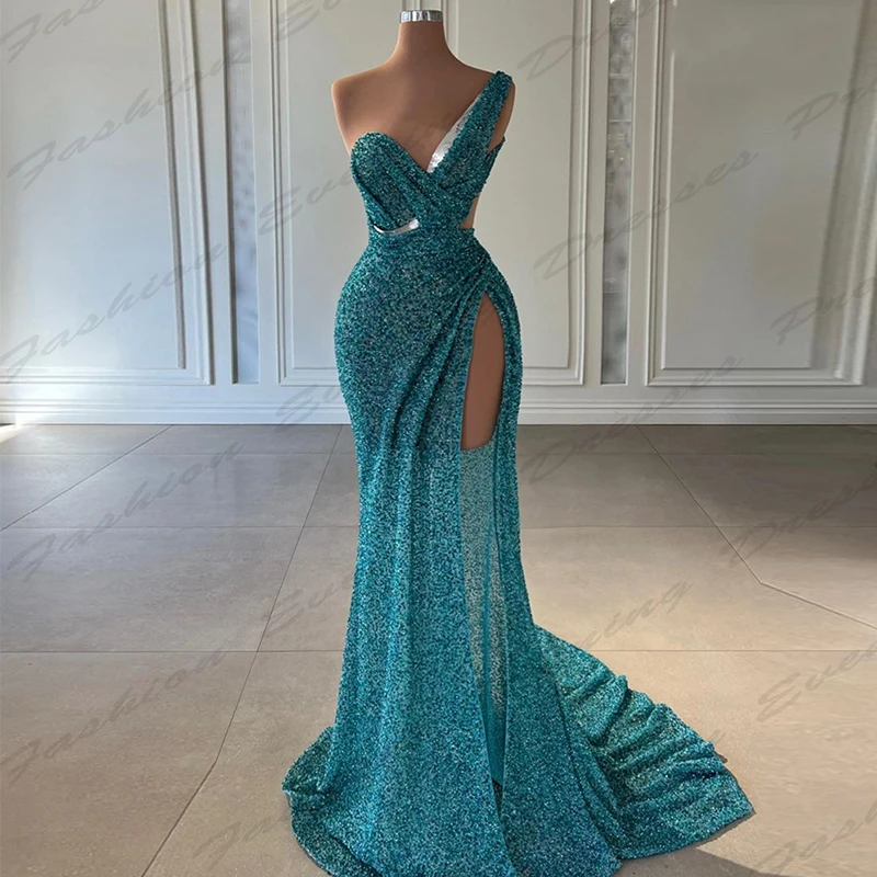 Sexy Backless Party Evening Dresses For Women Fashion Off The Shoulder Sleeveless High Slit Elegant Simple Mopping Prom Gowns