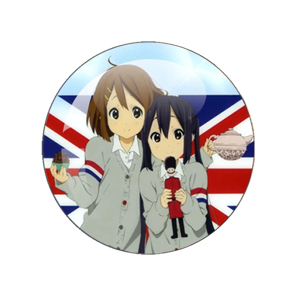 Anime K-ON! Anime Hirasawa Yui Akiyama Mio Tainaka Ritsu 10 mm-40 mm kaca Cabochon Dome perhiasan temuan belakang datar