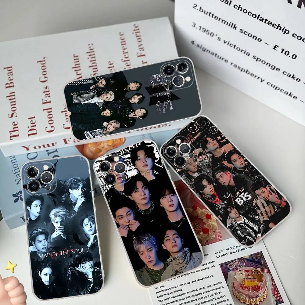 Чехол для телефона KPOP B-Bts для iPhone 17, 16, 15, 14, 13, 12, 11 Pro Max 13 12 Mini 17Air 16e, прозрачные чехлы