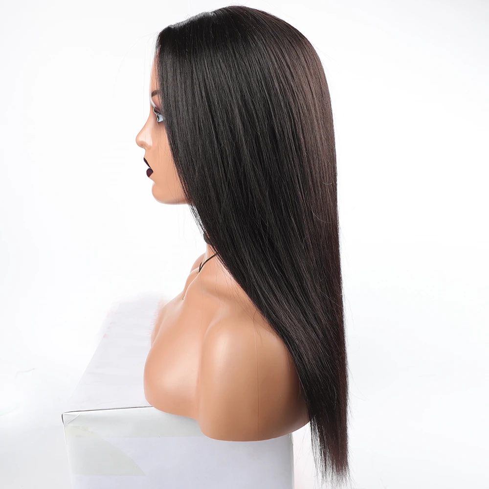 Lange Human Hair Blend Pruiken Pixie Cut Rechte Lange Volledige Pruik Met Pony Indian Human Goedkope Natuurlijke Rechte Pruik Voor zwarte Vrouwen