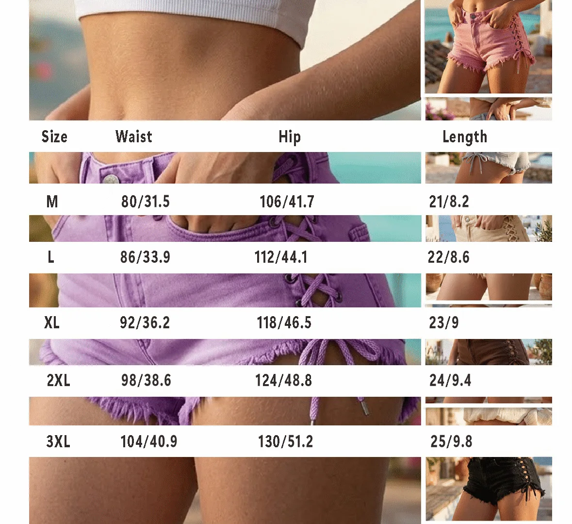 2026 New Summer Women's Lace-up Strap Denim Shorts Washed Beach Y2k Shorts